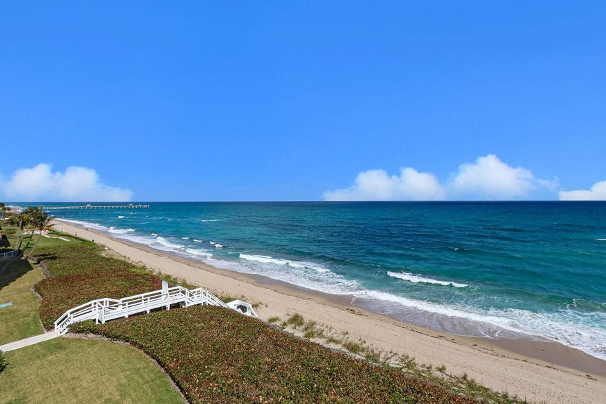 Stunning panoramic direct ocean views from this northeast corner apartment in the sought after Enclave Condominium. This extraordinary 2950 sf unit is extremely light and bright with a timeless modern design radiating throughout. The third bedroom has been opened to create an extra large living room which could easily convert back to a bedroom. Comes with two prime garage parking spots and one large storage unit.  Renowned landscape architect Mario Nievera recently redesigned the pool area to the looks of a spectacular resort. The buildings amenities include 2 Har-Tru clay tennis courts, 24 hr manned gatehouse and doormen, fitness center, club room. The Enclave is a pet friendly building with a two bedroom guest suite available for residents to reserve for visitors.