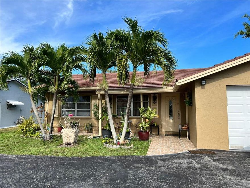Absolutely beautiful 2/2 single family home in coveted 55+ Westwood Community This home features an updated kitchen, spacious master bedroom and bath.  A big back yard with fruit trees. 1 car garage and plenty of additional parking in circular driveway. The home also has a dedicated laundry room, hurricane panels and accordion  shutters. Boasting pride of ownership and very  low HOA fees, this is a must see home!Driving Directions: Take McNab Rd West of Pine Island to right turn on NW 95 TerrBroker Confidential: SCHEDULE SHOWINGS ONLINE.