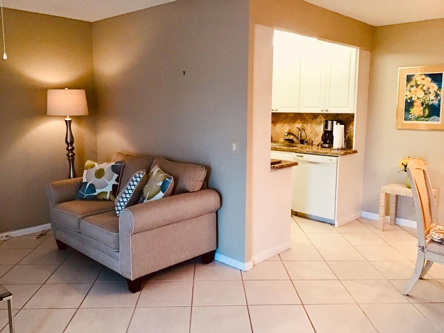 Fully Furnished, clean updated 1 bedroom 1.5 bath 4th floor unit with panoramic waterviews is available for annual rent! Updated fully equiped kitchen with granite countertops, backsplash, updated bathrooms, plenty of built in closet space. Comes Fully Furnished Only! Relaxing Florida room. Elevator in the building, garbage chute on the floor. Gated community, safe and secure. Cable, Internet, water/sewage along with amazing resort style ammenities all included in the rent, along with bus service , award winning 125,000 square foot clubhouse with a gym, tennis, billiard, Movie theater, Biking and jogging lanes, Heated pools and much more. 1 occupant must be 55+ as per HOA. 30 days+ HOA approval process. No Pets!