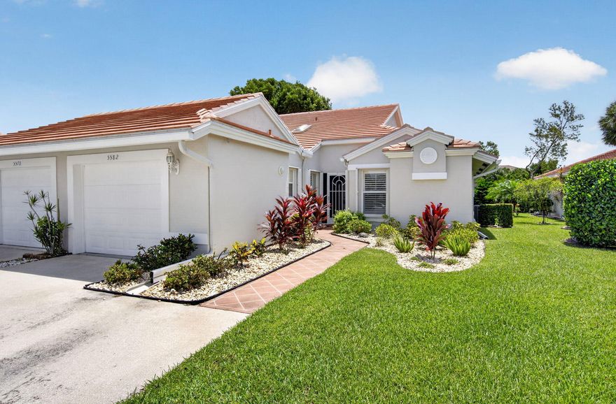 Completely renovated 2/2 Villa plus a den is being offer furnished (turn key). A must see. Just bring your toothbrush. Upgrades include kitchen cabinets, Granite counter tops & appliances plus both baths redone and all the flooring..Roof & accordian storm shutters 2015 & garage door. Brand new A/C system 2026.Outside just painted as well. Coral Lakes is a 55 + active gated community that offers a 72,000 sq ft clubhouse, indoor & outdoor pools, theater, café, fitness center, tennis, pickleball and tons of activities & clubs. Close to downtown Delray & Boynton Beach. Come join the fun. HOA fee includes cable & internet. Come make it yours.