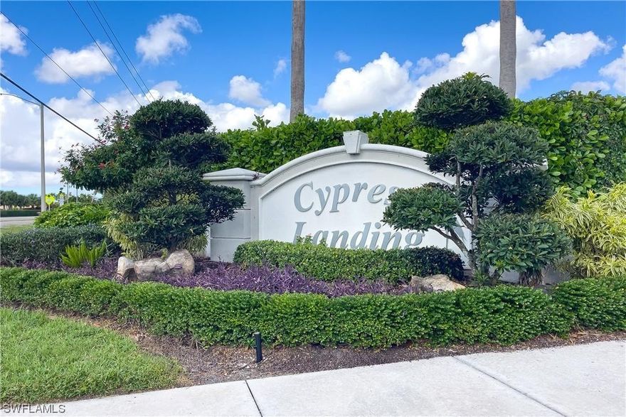 This Cozy 2 bedroom & 2 1/2 townhome with a 1 car garage is located in the Cypress Landing. This community is near I-75, restaurants, shopping, Top Golf, schools, & a new hospital. This townhome is about 20 minutes from Fort Myers Beach, and  from Downtown Fort Myers. The monthly HOA fee covers  Comcast highspeed internet and cable, gate, pool, playground, lawn maintenance and landscaping  outside maintenance( roof), pest control, lake maintenance,  trash removal, recycling and much more