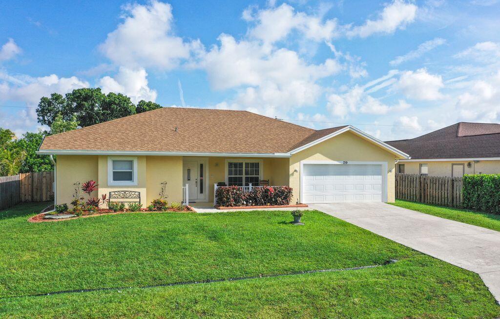 Amazing pool home in the heart of Port St. Lucie. This gorgeous remodeled 4 large bedroom 3 bathroom house has it all. Open concept to a gourmet kitchen equipped with quartz countertops with a waterfall island for added space. Perfect for entertaining family and friends. Cute front porch to sit away the mornings. Large newly rescreened pool patio area with access to a cabana bathroom. Large shed (10x20) in backyard with electricity for a workshop or She Shed. Strapped down for storm protection. Whole house generator 2024, Roof 2023, AC 2023, HWH 2023, gutters and newly fenced yard. Close to everything PSL has to offer.