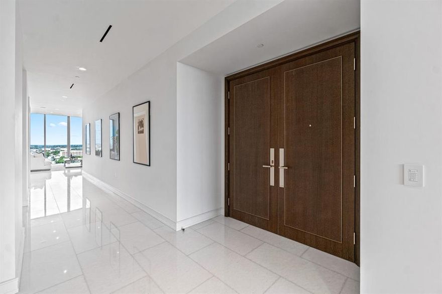 Newly completed, never occupied SE facing, high floor 3/3.5 + office and library with sweeping views of the ocean, intracoastal, and Palm Beach. Open floorplan flowing from east to west.  Exquisite finishes and quality details throughout.  White glove service at the state of the art Bristol includes concierge, fitness center & spa, beauty salon, swimming pool overlooking the intracoastal, 24 hour valet and doorman.