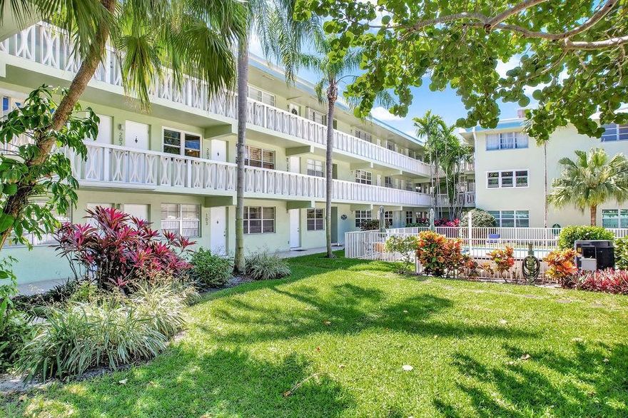 Welcome to this comfortable and well-maintained two-bedroom, two-bath condominium located on the top floor, west end of a three-story building. With west-facing exposure, the living room and kitchen enjoy abundant natural light throughout the day — a standout feature compared to interior units in the community.  The layout offers two full bedrooms and two full bathrooms.  The kitchen is compact and functional.  This residence has been cared for over the years and remains in good condition, though it has not been recently renovated, offering a great opportunity for a buyer to personalize and update at their own pace. Original jalousie windows are in place and appear to be well-maintained.  Ideal for a buyer seeking value, potential, and a bright interior in a well-established building.