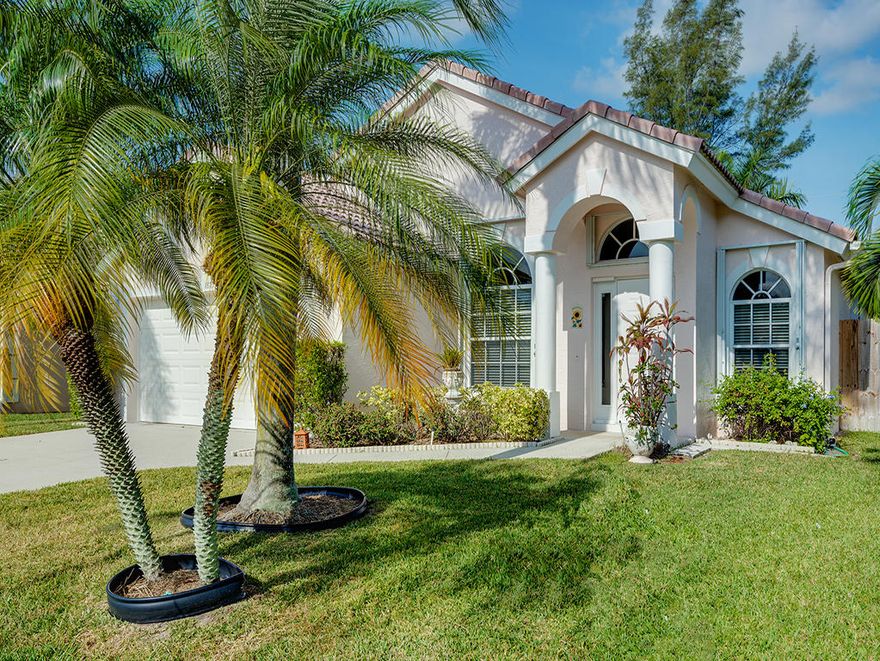 3 bed, 2 bath Banyan III Model on one of the bigger lots in the beautiful community of Wellington's Edge! Just painted on the interior & exterior, new stainless steel appliances, new carpeting, accordion shutters & more! Watch the sunset from your screened lanai. Move in ready! Must see! Wellington Edge is a private, gated community that consists of 504 residential single family homes and villas. Community amenities include an expansive Clubhouse complete with ballroom, professional level gym, on-site management office, cards game room, etc. The community offers three pools and two spas, childrens playgrounds, basketball courts, tennis courts, walking paths and more.