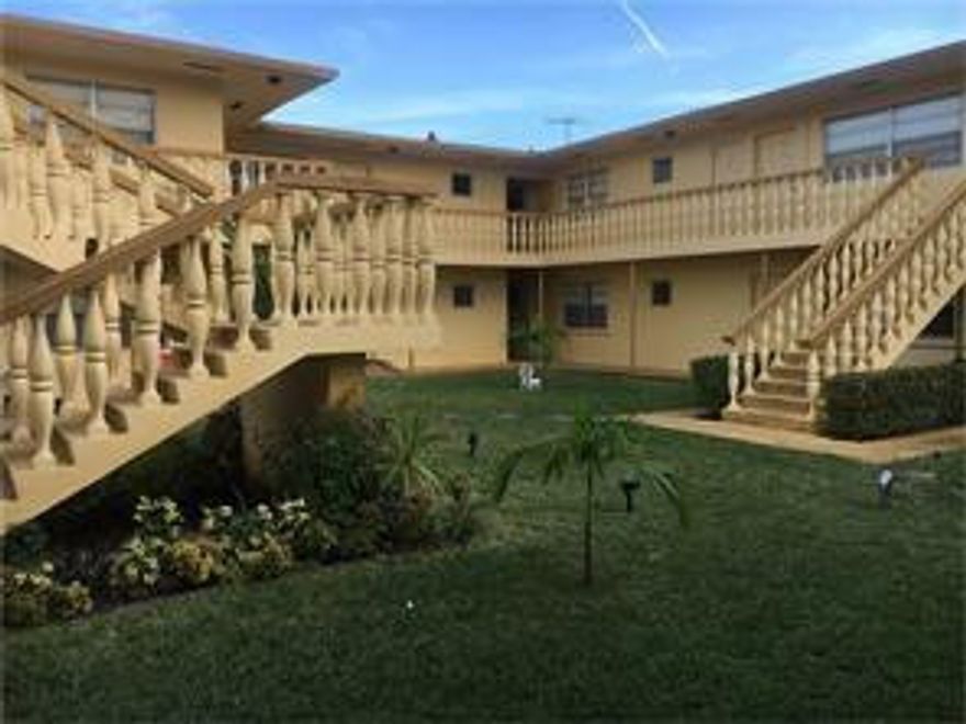 1st floor unit with patio.  This unit has great potential but needs tlc.  Excellent location between I-95 and the turnpike.  Needs new appliances.  Low maintenance and low taxes.  Pet friendly.  Only 1 parking spot.