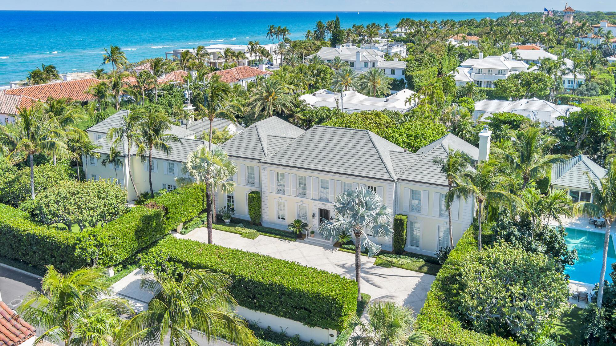 Welcome to one of Marion Sims Wyeth's classic Palm Beach masterpieces. Situated on nearly an acre in the Estate section of Palm Beach, this 13,000+ square foot home exudes true precision in its design. The main home is comprised of 7 bedrooms, 9 bathrooms and 4 powder rooms, elevator with grand living spaces both indoor and outdoor. The formal dining room overlooks the gardens and loggia which are perfect for entertaining. Guests will experience ultimate privacy while staying in the separate guest house featuring custom woodwork throughout. The outdoor spaces feature some of Mario Nievera's greatest work with breathtaking outdoor gardens, mature seagrapes and elegant coconut palms surrounding the property. In addition to the gardens there is patio featuring a 40' x 20' pool enclosed with