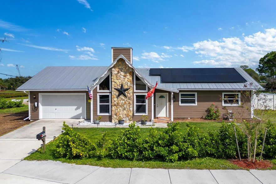Welcome home! Those cathedral pecky cypress ceilings give this 4-bedroom, 2-bathroom home a character and personality you just don't see every day. Out back, the screened-in patio and heated pool make it easy to enjoy the Florida lifestyle year-round, while the solar panels help keep the electric bills in check. Just across the street, a park with a walking path around a lake and a playground gives the whole family a little something to love right outside your front door. This one checks a lot of boxes. Come take a look — you won't be disappointed!