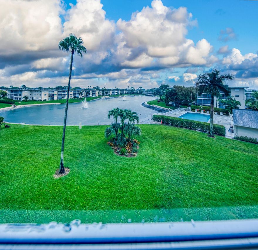 This gorgeous 1 bedroom, 1.5 bath apartment with breathtaking view to the pond is available for sale in Lake Clarke Garden 55+ community and is ready for move-in. This tastefully furnished unit has only a short drive to the beautiful beaches of Lake Worth, Lantana and Palm Beach and great restaurants. Enjoy peaceful mornings and stunning sunsets from your fully enclosed patio with impact windows. Residents enjoy outstanding amenities including a sauna, pool, clubhouse, fitness center, library and courtesy bus. This is Florida living at its best. Come and experience it for yourself.