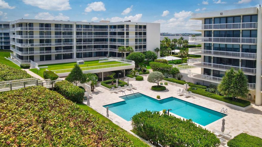 Expansive ocean and beach view from this large over 2,000 sf two bed, two bath top floor unit.  Wide balcony access from every room, all rooms with ocean view.  Unit has been meticulously upgraded and maintained. Building has undergone all required concrete restoration work and upgrades with all assessments to date having been paid by the Seller.  Building includes, ft mgr, fitness center, tennis & pickle ball courts, resort style pool and spa.  Manned guard gate.  Security and peace of mind is waiting for you at the Meridian of the Palm Beaches.