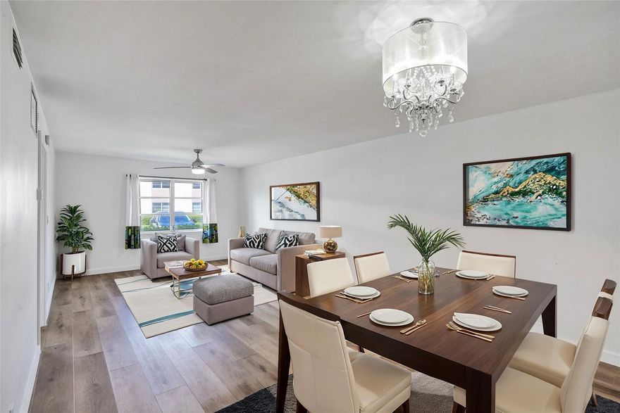 Back on market. Price improvement. Tenant occupied. Charming, recently updated, one-bedroom, one-bathroom condo in Wilton Manors. Large living/dining and bedroom space with a walk-in closet. The kitchen features white cabinets and appliances and quartz countertops. The modern bathroom includes a stylish floating vanity and an LED-lit mirror. LVT flooring throughout. On-site laundry. Heated pool. Close to Wilton Drive.