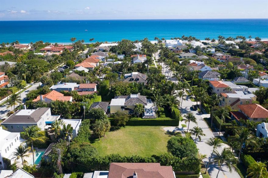 Double lot on the ocean block of charming Seaspray Avenue with ARCOM approved plans by Smith and Moore architects.  This fabulous lot is just steps from the Atlantic ocean and close to the center of town.