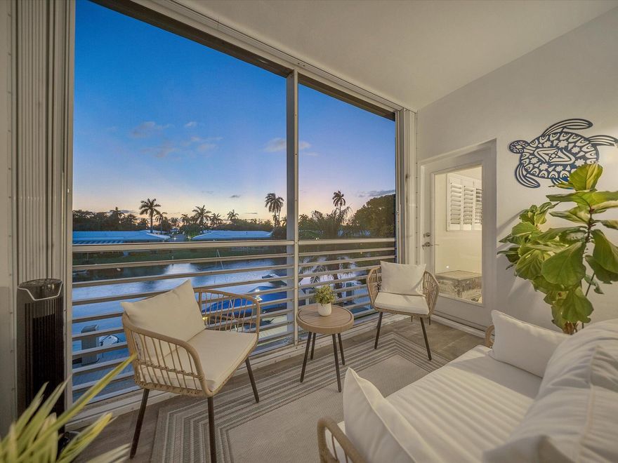 Experience elevated waterfront living in this beautifully updated 2-bedroom, 2-bath condo in sought-after Lauderdale-by-the-Sea. Enjoy breathtaking Intracoastal views, golden sunsets, and passing yachts from your private screened-in balcony. The light-filled interior features tile flooring throughout, impact glass, crown molding, and spacious walk-in closets. Two storage units provide rare added convenience. Just steps to DEEDED BEACH ACCESS - walk to the sand, dine nearby, and enjoy the coastal lifestyle. Relax at the resort-style pool or take advantage of possible COMMUNITY DOCK SPACE (subject to association approval) with NO FIXED BRIDGES. $1.5M building restoration completed with 40-year certification and no current special assessments.