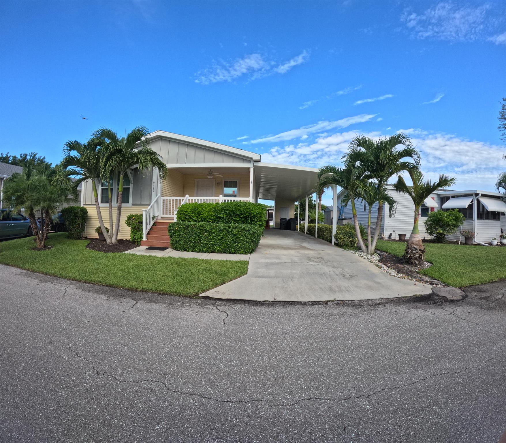 Experience the charm of this well-maintained 3-bedroom, 2-bath home in the vibrant 55+ gated community of Maralago Cay. Enjoy a spacious front porch with sun shades, a modern kitchen with stainless steel appliances and a floating island, and a primary suite with a walk-in closet and elegant ensuite. Features include in-home laundry, ample storage, ceiling fans, recessed lighting, extended carport (fits 3-4 vehicles), outdoor shed, and a bonus rear porch. May be offered semi-furnished. Community amenities include a clubhouse, pool, gym, tennis, billiards, and morea"perfect for active, relaxed living.