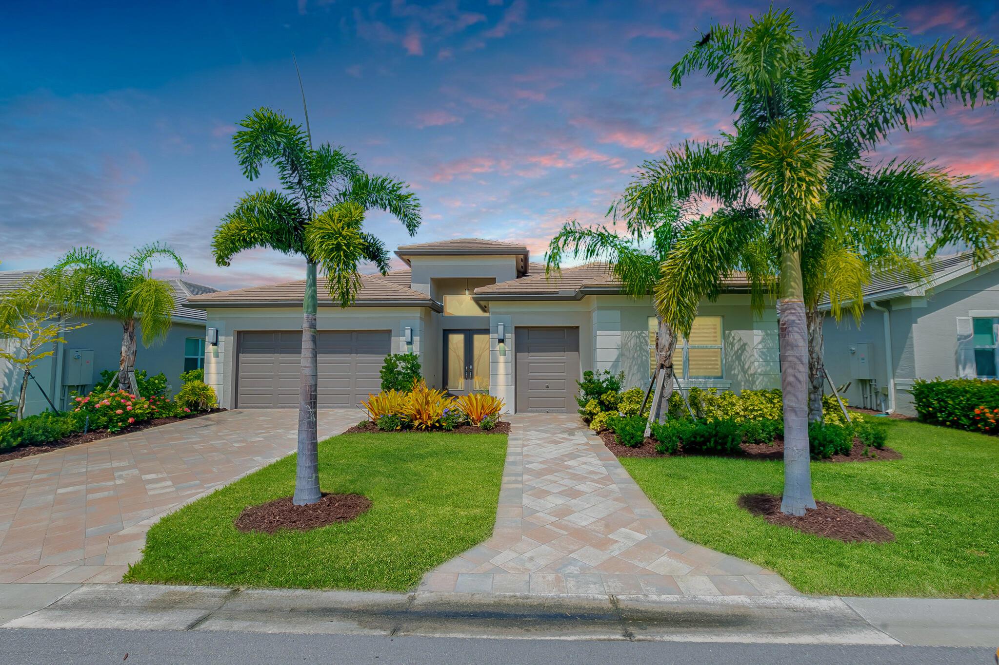 Riverland, Valencia Grove! Live the luxe lifestyle in this stunning Bianca Model featuring 2 bedrooms plus a den & flex room, 3 bathrooms, 2-car garage + dedicated golf cart garage - complete with pool on an oversized lot! High-end finishes shine throughout: plantation shutters, designer fixtures, and elegant tile floors. The gourmet kitchen impresses with quartz counters, vented gas cooktop, wall oven/microwave, touchscreen 4-door fridge, cook island, soft-close cabinets, and huge pantry. Enjoy a built-in speaker system inside and out, 2-zone A/C, and a private fenced yard perfect for entertaining on the spacious lanai. Split bedrooms offer comfort and privacy. Resort-style living awaits--clubhouse, fitness, arts, pickleball, pools & more in this vibrant 55+ community!