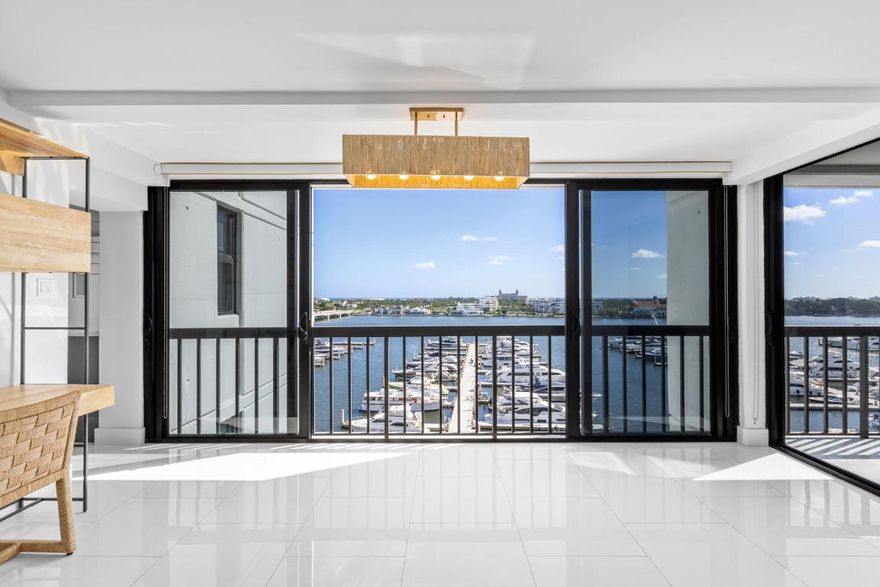 Located in the coveted southeast corner of Waterview Towers, this beautifully renovated 3 bedroom corner residence showcases sweeping, unobstructed views of the Intracoastal Waterway, Palm Beach Island, and the Atlantic Ocean beyond. Floor-to-ceiling impact windows flood the home with natural light and frame the waterfront scenery from nearly every room. The expansive living and dining areas are thoughtfully designed for both everyday living and entertaining, offering seamless flow while capturing panoramic views in every direction. A refined renovation enhances the residence with clean lines, modern finishes and a timeless coastal aesthetic. This exceptional corner apartment presents a rare opportunity to enjoy waterfront living in one of the area's most desirable buildings. Residents of Waterview Towers enjoy exclusive amenities, including 24-hour concierge, valet parking, fitness center, heated pool, pickleball courts and tennis courts. Situated in the heart of downtown West Palm Beach, this property is just steps away from world-class shopping, dining and cultural attractions, making it an ideal place to call home.