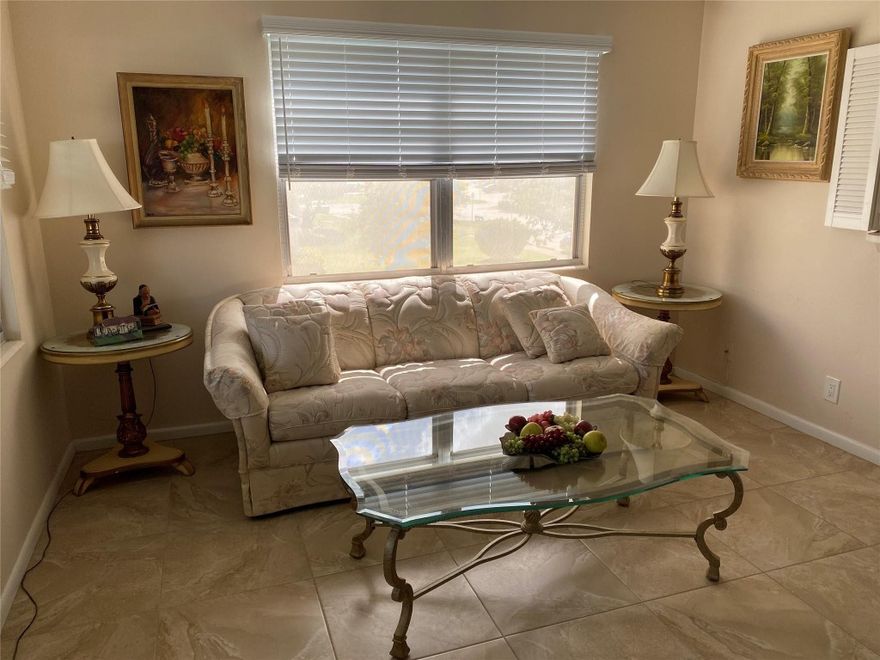 CORNER UNIT! BRING AND LIGHT, 1 BEDROOM 1.5 BATH.  2ND FLOOR, NEW  CERAMIC TILE FLOORING THRU OUT UNIT, PARTIALLY FURNISHED, ALL WHITE APPLIANCES, TUB SHOWER COMBINATION. NEW VANITIES IN BOTH BATHS ENCLOSED PATIO, UNIT IS LOCATED IN  VERY DESIRABLE WESTBURY AREA, STEPS TO WESTBURY POOL, AND CENTURY PLAZA. CLUBHOUSE HAS LIVE SHOWS, OUTDOOR POOLS, STATE OF THE ART GYM, PICKLEBALL, TENNIS COURTS, SHUTTLE SERVICE TO MALLS AND GROCERY STORE. CAFE ON PROPERTY, MANY SOCIAL EVENTS! THIS IS A NON-RENTAL BUILDING!. TOTAL HOA FEES $496.06, SEACREST MANAGED BUILDING. WHEN SENDING OFFER PROOF OF FUNDS MUST ACCOMPANY ALL CASH OFFERS. EASY TO SHOW ON SHOWTIME.