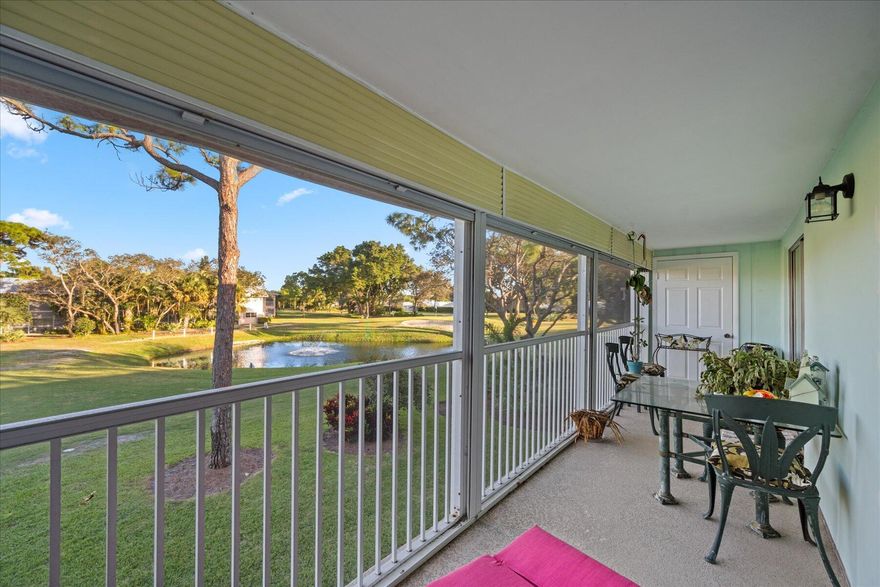 Very active 55+ community, second floor unit overlooking peaceful pond from spacious balcony. HOA fees include 9 hole golf course, Pickleball, Tennis, Bocce Ball, Clubhouse, Cable TV, and Internet. Come see this 2 Bedroom, 1.5 Bath unit. Seller paid assessment for new roof 2023.