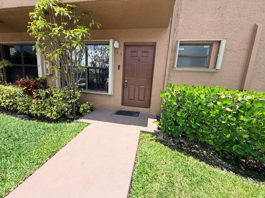 Price reduced $15,000!!! Move-in ready first-floor condo in the desirable Winding Lake at Welleby! This pristinely maintained end unit offers added privacy and serene green space views. Features include a 2023 A/C, in-unit stackable washer & dryer, and a bright, well-kept interior. Enjoy walking distance to the community pool and tennis courts, with Publix nearby and the civic center and library just across the street.Low maintenance fees: $401/month (Winding Lake) + $60/quarter (Welleby Master). Roof replaced 2022.