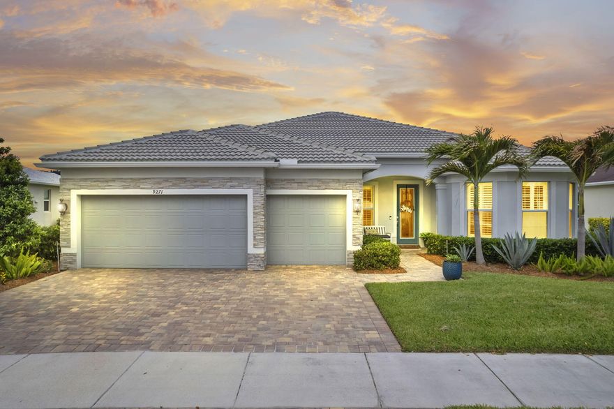 This picture perfect home has it all ! Solid CBS construction, with impact windows and doors, barrel tile roof, whole house Generac generator and located in the sought after Del Webb resort-like community where everyday  fells like a vacation day. The Pinnacle model home has a beautifully laid out floor plan with an upgraded extended lanai on a premium lake view lot. Walk in and it is a wow factor with an open airy  great room, spacious kitchen, with a massive Island, and large dining area all opens to the extended Lani with  serene water views for a indoor/outdoor Florida lifestyle. Three large bedrooms with en-suites, plus a office/den, are all separated for privacy. Upgraded features include crown molding throughout, porcelain tile flooring, (see extra remarks below) volume ceilings, 8ft. panel doors, plantation shutters, water softener, reverse osmosis, 42 in cabinets, quartz countertops, and gas appliances. Garage has custom epoxy floors and overhead storage. The 3 car space where you can have your golfcart to go to all the shops and Del Webb amenities. Including 2 community pools, with cabanas, 2 clubhouses, a barefoot bar, catering kitchen, a billiard room, craft room, dog part ! Too much to mention! This is a great price for this amazing home !