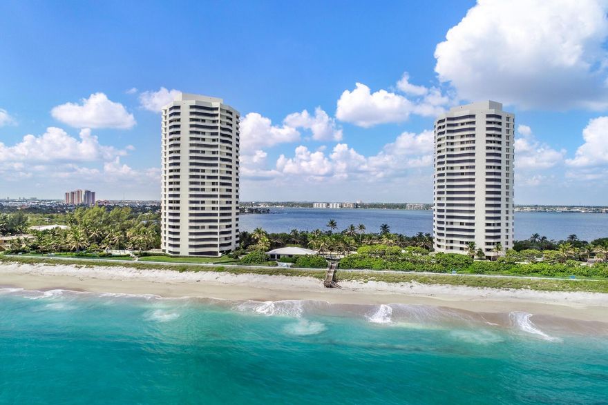 Gorgeous view from southeast 14th floor.  Parquet flooring, lovely antiques, and large rooms.  1823/2023 square feet with garage parking.  Amenities include 2 pools, 2 Jacuzzis, 900' of beachfront, tennis and pickleball. Fitness center facing the ocean.