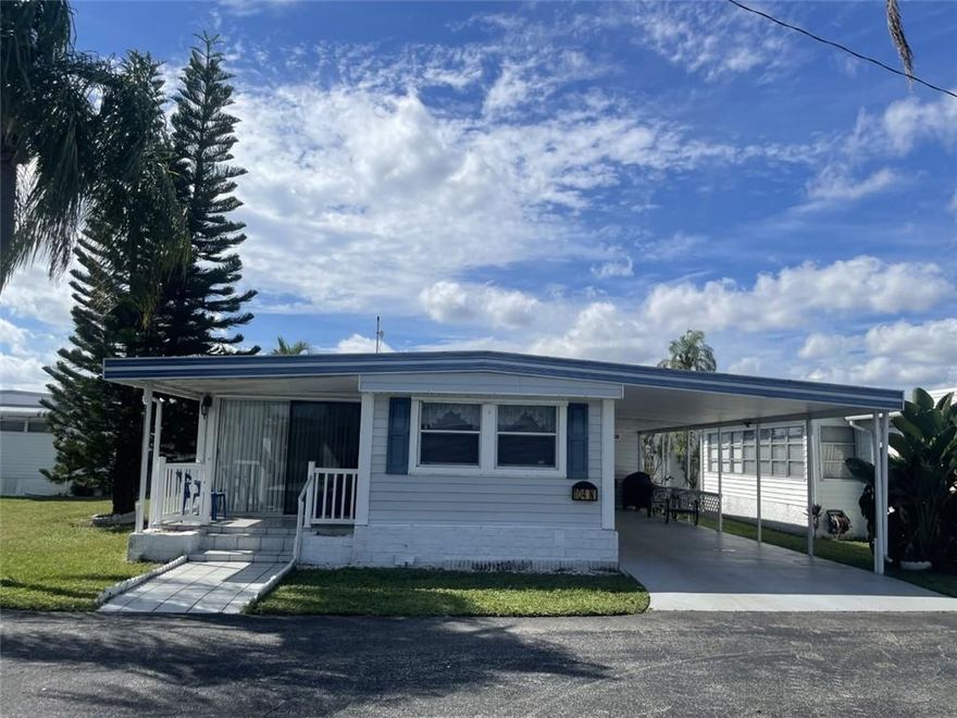Very bright and spacious 3 bedrooms mobile home in a nice gated community with a lot of activities; bocce, shuffleboard, pool and more.  Laundry room inside the house, sold furnished including 3 TV and more.  Large Shed with carport and on one of the largest land of the community. Internet is included in Monthly fees and seller will leave antenna and rooter.