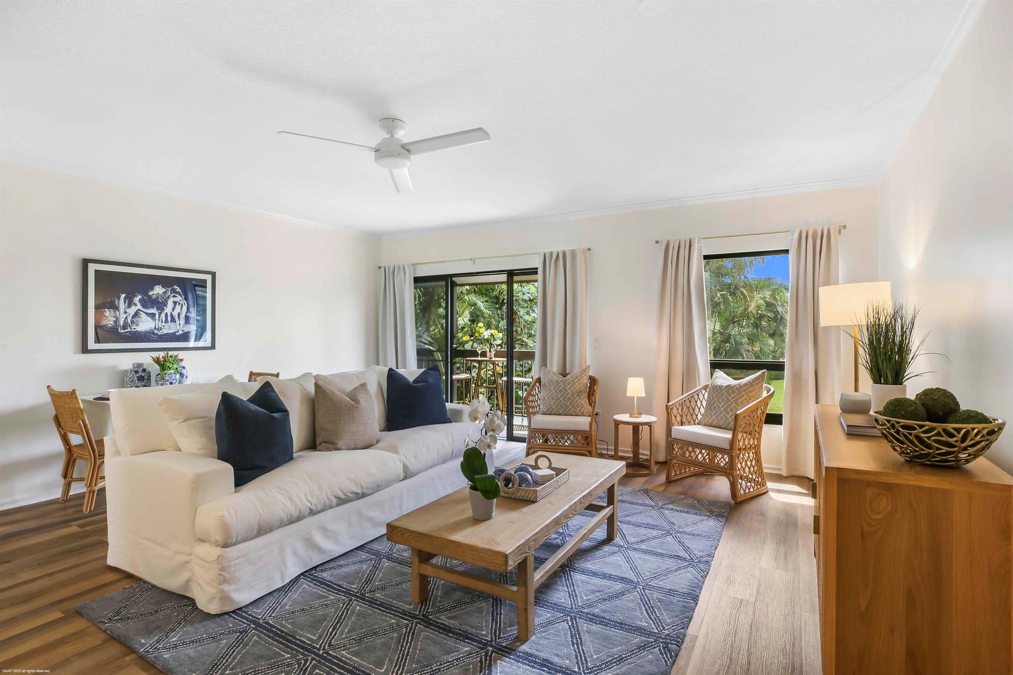 Completely renovated with new furniture/appliances (used one season) and beautifully decorated by an interior designer, this 1 bdr/1 bath Bagatelle condo is now available for seasonal lease! Located on the second floor, near the West gate, close to all Equestrian Venues. Enjoy hassle free living with everything that the Polo Club has to offer. Community pool steps away. Offered fully turnkey- just bring your suitcase!