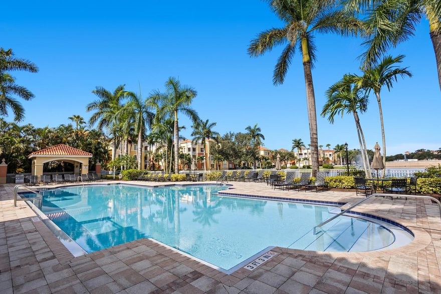 Great location for this modern first floor 1 bedroom condo located in the luxury community of Legacy Place. This condo is the first building next to the clubhouse, facilities include a gym, business center, grilling stations, jacuzzi and more. Dual sinks in bathroom, stainless steel appliances and granite countertops, tile in living area and kitchen, newer floors in bedroom, Newer AC unit, spacious bedroom walking closet, washer and dryer. Water, trash and sewer included. The residences at Legacy Place is a gated community located next to the wonderful Legacy Shoppes (walking distance), great restaurants close by, downtown at the gardens and the gardens mall close by as well. 10 min drive to closest beaches. 15 Min to PBI, easy access to I95 and the turnpike. Manager on site