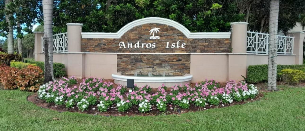 $5,000K SELLER CONCESSION!!! MOTIVATED SELLER!!!iBRING YOUR BEST OFFER!!! Well Maintained Villa! In the lovely gated community of Andros Isle! 2beds/2baths, open and spacious layout as you walk in the home, 2 car garage, panel shutters, tile throughout the main area, laminate flooring in the master bedroom - dual sinks - walk in shower & walk in closet, second bathroom combo tub/shower, enclosed patio area, and more! Andros Isle is resort style living! Includes; clubhouse, pool, spa-hot tub, playground, tennis, basketball, jog-billiards, game room and more! HOA fee includes xfinity cable and internet, home security, lawn maintenance and all the clubhouse amenities. Make this your home today!