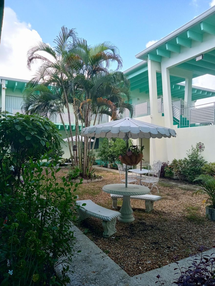 This is a 55+ adult commuity building.  Art Deco Design, lush south florida landscape, commuity courtyard to enjoy with a grill and tables for enjoyment.   This unit is just moments to the ocean, fishing pier, movies, eats, kayaing, bike riding, golfing and all the perks of SoFlo Living!  Laundry on premis and a private storage for each unit.  On or off street parking.  Interior photos and showing not available until Jan 17th 2026.  Still accepting offers.