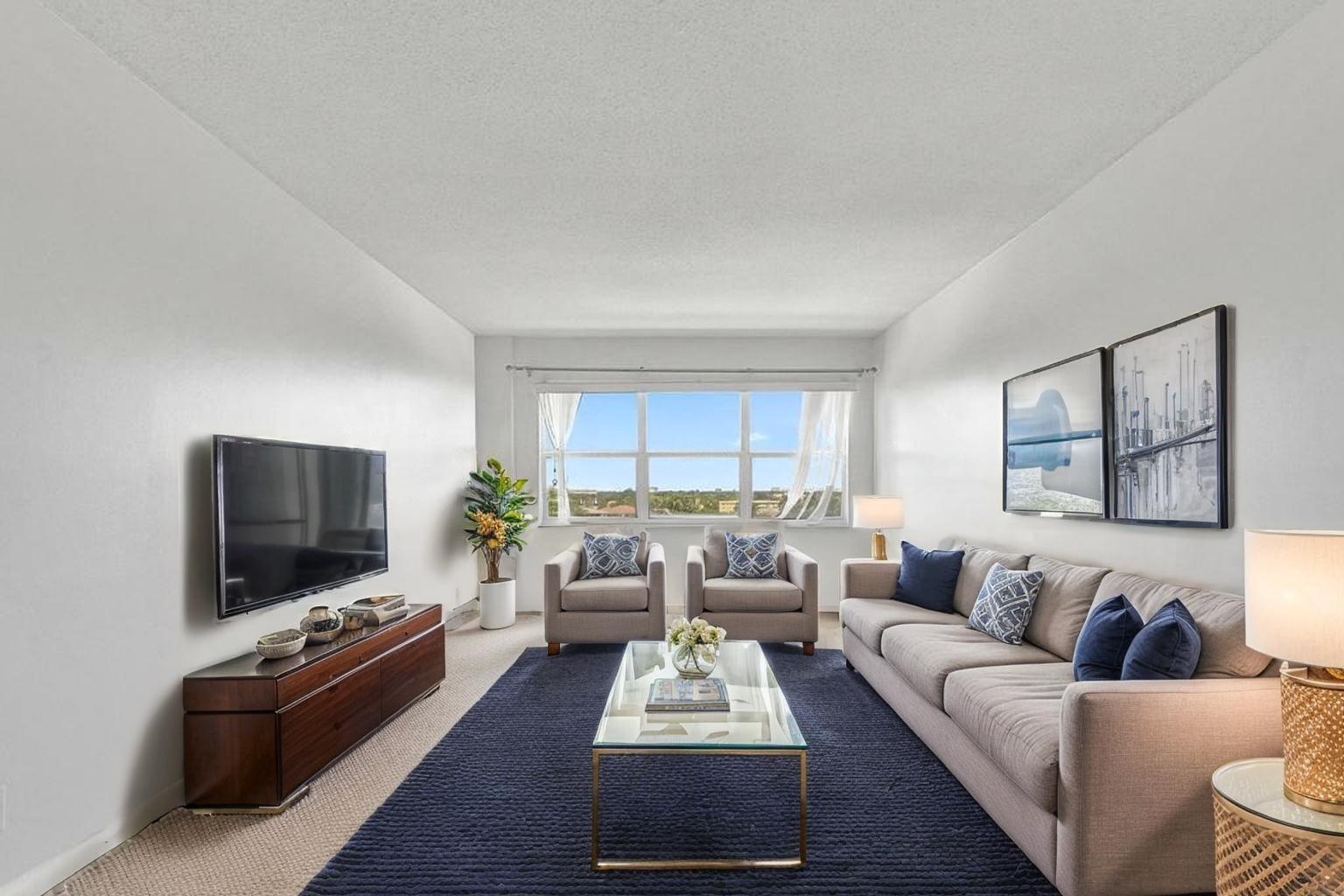 Incredible Intracoastal VIEWS, unbeatable LOCATION, a CHANCE to create your own coastal retreat. This bright 1-bed, 1-bath condo NEEDS REMODELING - NO TURNKEY - priced accordingly. Located just off Sunrise Blvd — across from Publix, the Galleria Mall, Starbucks, and a charming French bakery. Only 5 minutes to the beach and 15 minutes to the airport. Features impact windows and includes new laminate flooring on-site, ready for installation. Ideal as a personal getaway or income property, with immediate rentals allowed. The building offers a heated pool, BBQ area, secure entry, and is pet friendly. A rare opportunity in a walkable, high-demand area — ready for your vision. Building has just done major concrete restoration, new hurricane windows and painting. 40 year certification passed.