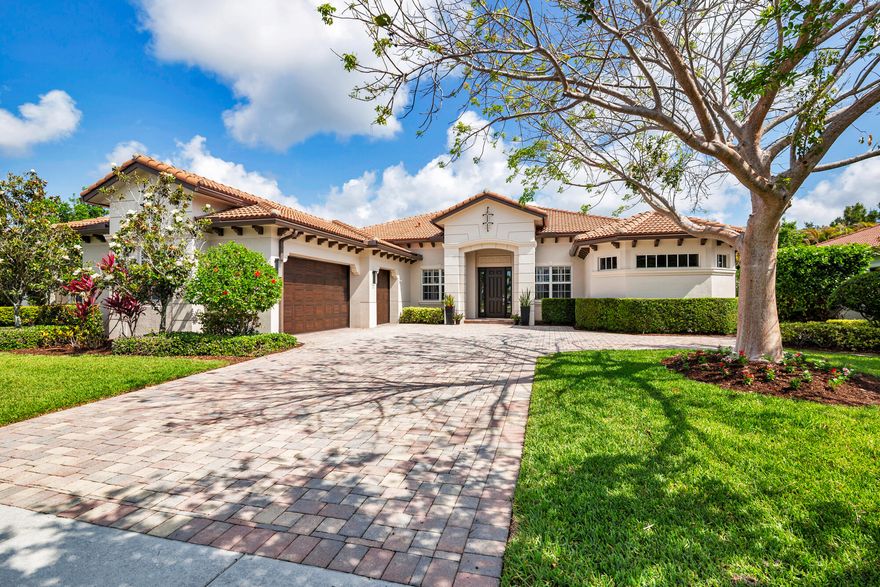 Located in the highly sought-after gated community of Rialto in Jupiter, this single-story Stockton model offers 4 bedrooms plus a dedicated office, 3 full bathrooms, a spacious 3-car garage, and 3,046 square feet of living space. The home features a recently renovated kitchen with quartz countertops, wood-look tile flooring, and a formal dining room. The expansive primary suite includes dual closets and a private retreat-like feel. A desirable split-floor plan provides added privacy, with secondary bedrooms located on the opposite side of the home. A rear bedroom with an adjacent full bath is ideal for guests. Step outside to an expansive travertine pool deck and enjoy true Florida living with a saltwater pool. The covered patio offers ample space for dining and entertaining, while the yard provides plenty of room for children or pets to play. Additional highlights include fresh exterior paint, two recently replaced A/C units and water heater, impact windows, and solid CBS construction. Residents of Rialto enjoy a resort-style clubhouse featuring a heated pool and spa, children's splash park, fitness center, playground, basketball and tennis/pickleball courts, and a vibrant social calendar with events for all ages. Zoned for top-rated Jupiter schools and conveniently located across from Jupiter's sports and recreation fields, this home is just minutes from beautiful beaches. With easy access to I-95 and the Florida Turnpike, Palm Beach International Airport is only a short 20-minute drive away.