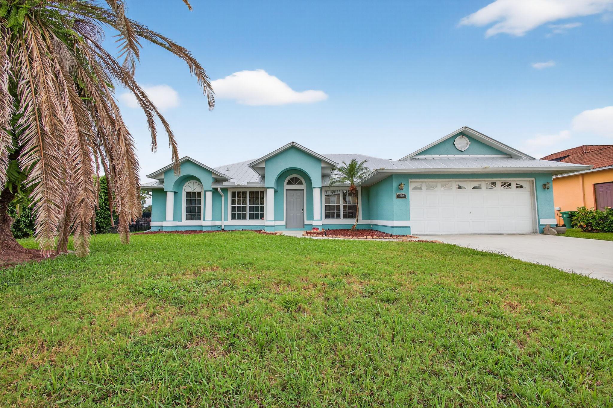 An incredible open concept CBS home with tall ceilings, split floor plan, dedicated office/den area, newer metal roof, and it backs to a beautiful canal which can have a pier/dock. Kitchen has a large island that can seat 5 bar stools and has a dedicated pantry. Formal dining room at your entrance plus a breakfast area in the great room. Open concept office/den area. Large front load Maytag washer and dryer. Master bathroom has double sink vanity, soaking tub, and walk-in shower. 2 car garage and 4 car driveway. Screened in patio. Roof is 2020, AC 2016, and WH 2018.