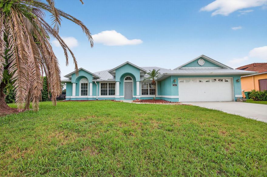 An incredible open concept CBS home with tall ceilings, split floor plan, dedicated office/den area, newer metal roof, and it backs to a beautiful canal which can have a pier/dock. Check Matterport walkthrough tour. Kitchen has a large island that can seat 5 bar stools and has a dedicated pantry. Formal dining room at your entrance plus a breakfast area in the great room. Open concept office/den area. Large front load Maytag washer and dryer. Master bathroom has double sink vanity, soaking tub, and walk-in shower. 2 car garage and 4 car driveway. Screened in patio. Roof is 2020, AC 2016, and WH 2018.