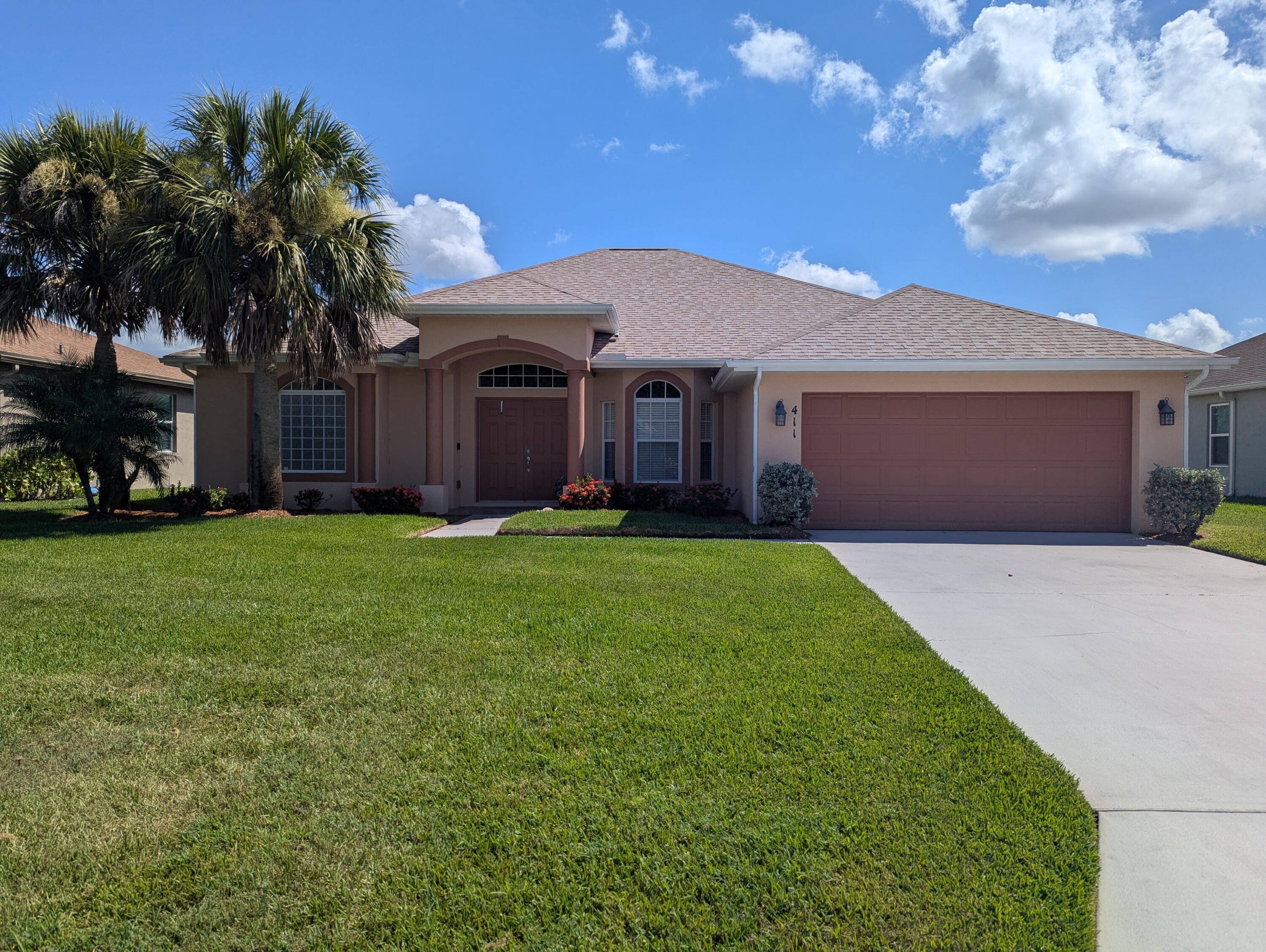 Waterfront beauty in The Estates at Sawgrass Lakes! This 3/2/2 offers a bright, open design with defined living and family rooms, elegant formal dining, and a welcoming breakfast bar. Stylish tile flows through the main living spaces, while bedrooms enjoy warm wood-look laminate. The kitchen is a chef's delight with granite counters, ample cabinetry, pantry, and newer stainless steel appliances. Step through French doors to a covered lanai, where a spacious backyard and sweeping lake views create the perfect backdrop for morning coffee or sunset gatherings. Available now! Lawn care, basic cable, internet included.