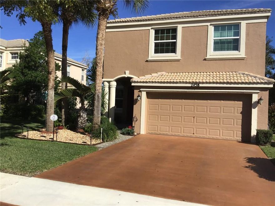 Available for an immediate showing. Family Community, 2 Car Garage, On Water, a Golf Community, Storm Impact Windows with High-Efficiency Rating, Large Kitchen, Granite Counter Tops Stone Tile Backsplash, Undermount Kitchen Sink with Touch On/Off Faucet, Island with Bar Height Counter, Master Bedroom with Extended Room, Large Master Bath, Living, Dining, Family Room, all bedrooms on 2nd Level, Kitchen Appliances 3 yr, Water Heater 1 yr, Automatic Lawn Sprinklers, Cement Tile Roof, 2 car driveway, 40' x 20' concrete patio, nicely landscaped, gated community, Master Association Clubhouse with Pool and Fitness Center.