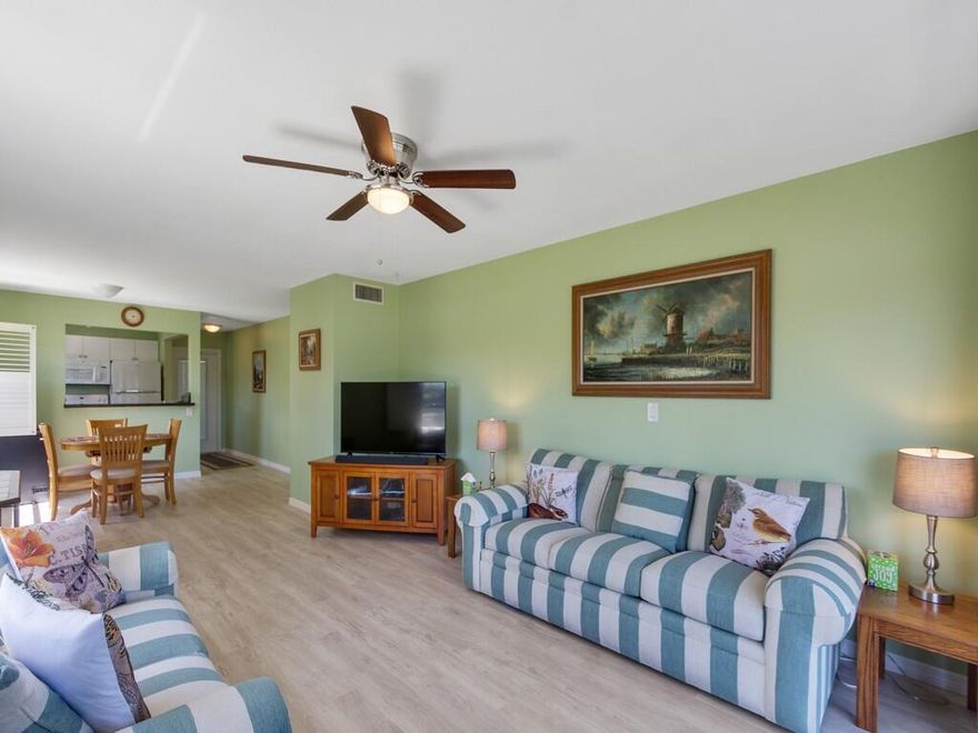 Move-in ready, furnished corner unit on the first floor! This updated residence offers added privacy, abundant natural light, and the convenience of ground-floor living - perfect for easy Florida lifestyle. Just bring your suitcase and start enjoying.