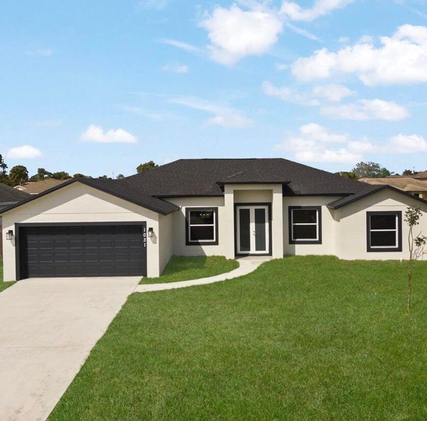Beautiful Brand New Home, with over $50K in upgrades, 4/3/2, High Ceiling, coffer ceilings on great room and master bedroom, shower and jacuzzi on master bedroom, farm style sink, tiles throughout, granite countertops on kitchen and bathrooms, stainless steel appliances, Impact doors and windows, Impact glass front double doors and impact double rear French doors, back porch, great neighborhood, good schools and close to everything... a must see...