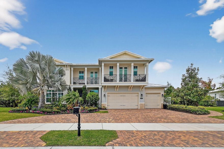 Set on a private half-acre homesite within the gated community of Prado in Jupiter, this sought-after Alexandria model with a coastal exterior offers 5 bedrooms, 4.5 baths, and a 3-car garage across two spacious levels. The gourmet kitchen features an extended island, gas cooktop, double wall ovens, and a large walk-in pantry, opening seamlessly to the main living areas. A front study with French doors to the porch provides an ideal work-from-home space. The main level primary suite is a true retreat, complete with a spa-like bath featuring a freestanding tub, walk-in shower, dual vanities, and separate his-and-her closets. A secondary bedroom with its own bath on the first floor is perfect for guests. Upstairs, a generous loft opens to a covered balcony, offering additional living space, along with three well-sized bedrooms and two full baths. The backyard is an entertainer's dream with a large pool, covered lanai, summer kitchen, putting green, and expansive yard—perfect for gatherings, kids, and pets alike. Located in the heart of Jupiter, enjoy a laid-back coastal lifestyle known for its beautiful beaches, top-rated schools, golf courses, and easy access to dining, shopping, and outdoor recreation.