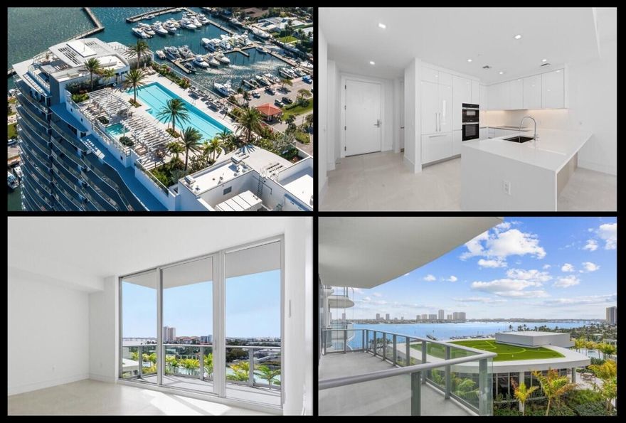 Don't miss your opportunity with these views at this price! Luxury new-construction waterfront condo at Nautilus 220. 2 bedrooms, 2.5 baths, 10-foot ceilings, floor-to-ceiling impact glass, Miele appliances, quartz finishes, European cabinetry, spacious covered balcony with sweeping Intracoastal, ocean, and Singer Island views. Residence includes two assigned parking spaces, smart-home readiness,  primary suite with soaking tub. Extensive resort-style amenities: valet, concierge, multiple pools including a rooftop lap pool, spas, sauna, steam room, fitness center, yoga/spin studios, mini bowling alley, billiards, club room, theater, café, Top Golf suite, fire pits, BBQ areas, off-leash dog park, guest suites,  and waterfront dining at Seahawk Prime by David Burke located alongside Marina.