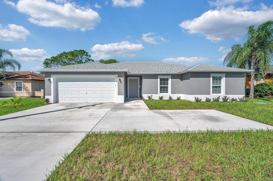 Discover your new home in Port St. Lucie where comfort meets convenience! This spacious 4-Bed and 2-Bath house boasts 1,921 sq ft of living space, perfect for families or those who love to entertain. Step inside and be wowed by the wood plank tile flooring in every room. This home features large rooms and brand new appliances ensuring a modern and comfortable living experience. The primary bedroom offers a serene retreat after a long day outdoor enthusiasts will appreciate the generous lot size ideal for barbeques or soaking up the FL sun. No need to worry about the lawn maintenance because its included! Commuters will love the central location with easy access to major rds. Grocery stores & schools are just a short drive! Newer build, built 2024.