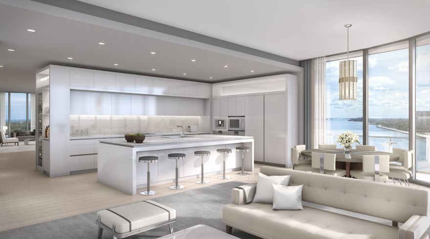 Iconic 25-story new development with unobstructed ocean/intracoastal view steps from Palm Beach. Flow-through residences offer dramatic ceiling heights, floor-to-ceiling glass, expansive balconies. Amenities include pools, salon, spa, gym, valet.