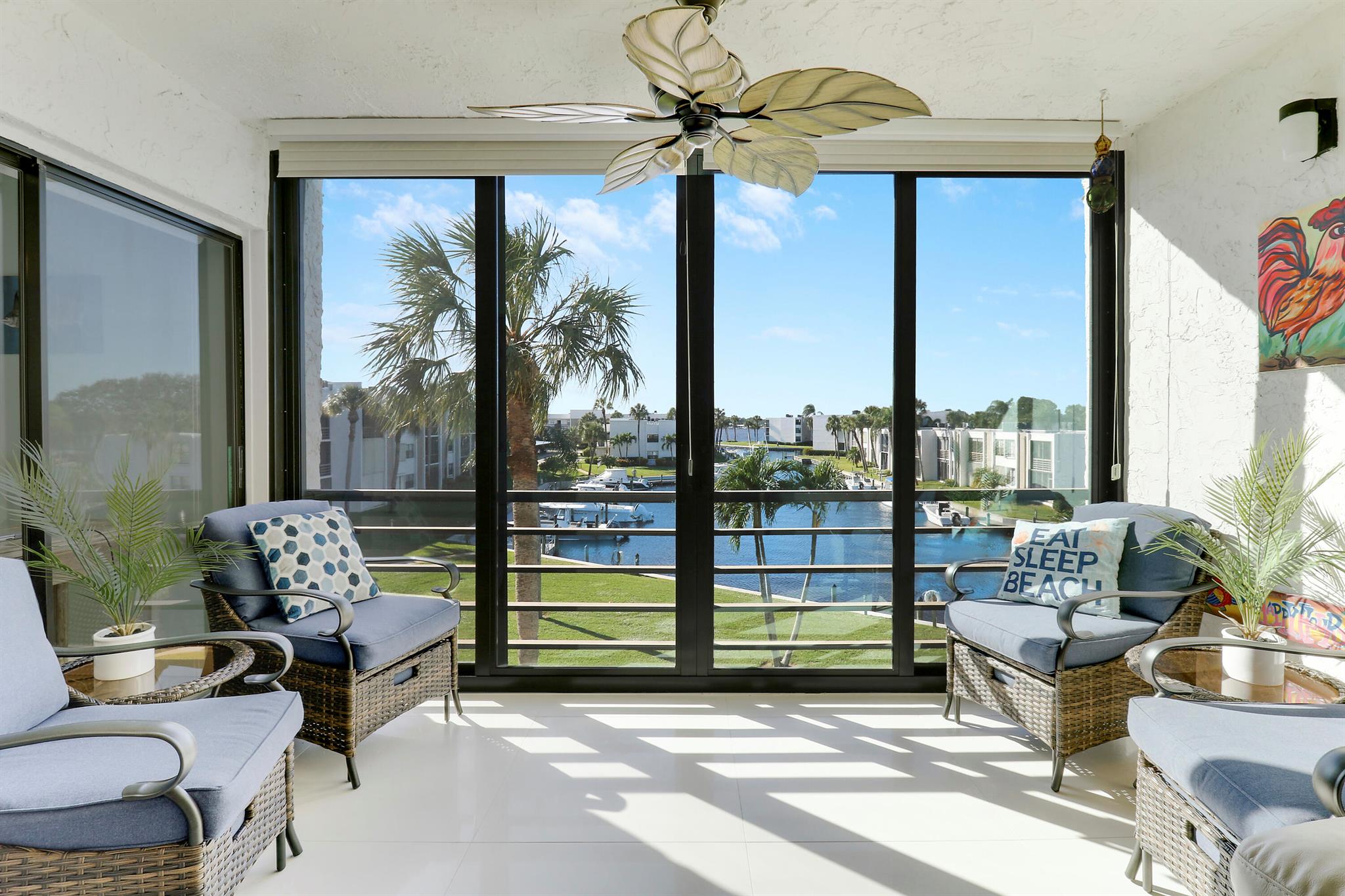 Welcome to your riverfront polished 2 bd 2bath that can be your piece of luxury in Stuart's centrally located development. Circle Bay Yacht Club has great monthly socials. Whether you spend your time in the saltwater pool, or the beautiful waterways cruising, you are sure to find your peace here. Complete IMPACT near community entrance, you are welcomed with a beautiful river view, it will be hard to find anything untouched. Quartz kitchen w/ beautifully tiled backsplash, bathrooms including the toilets and vanities, these are just a few of the updates done recently. This revamp has been an overhaul prepping for you. We invite you to come fall in love along St Lucie River, W/ NO Fixed Bridges you can dock your boat in the Marina Up to 36 Ft.