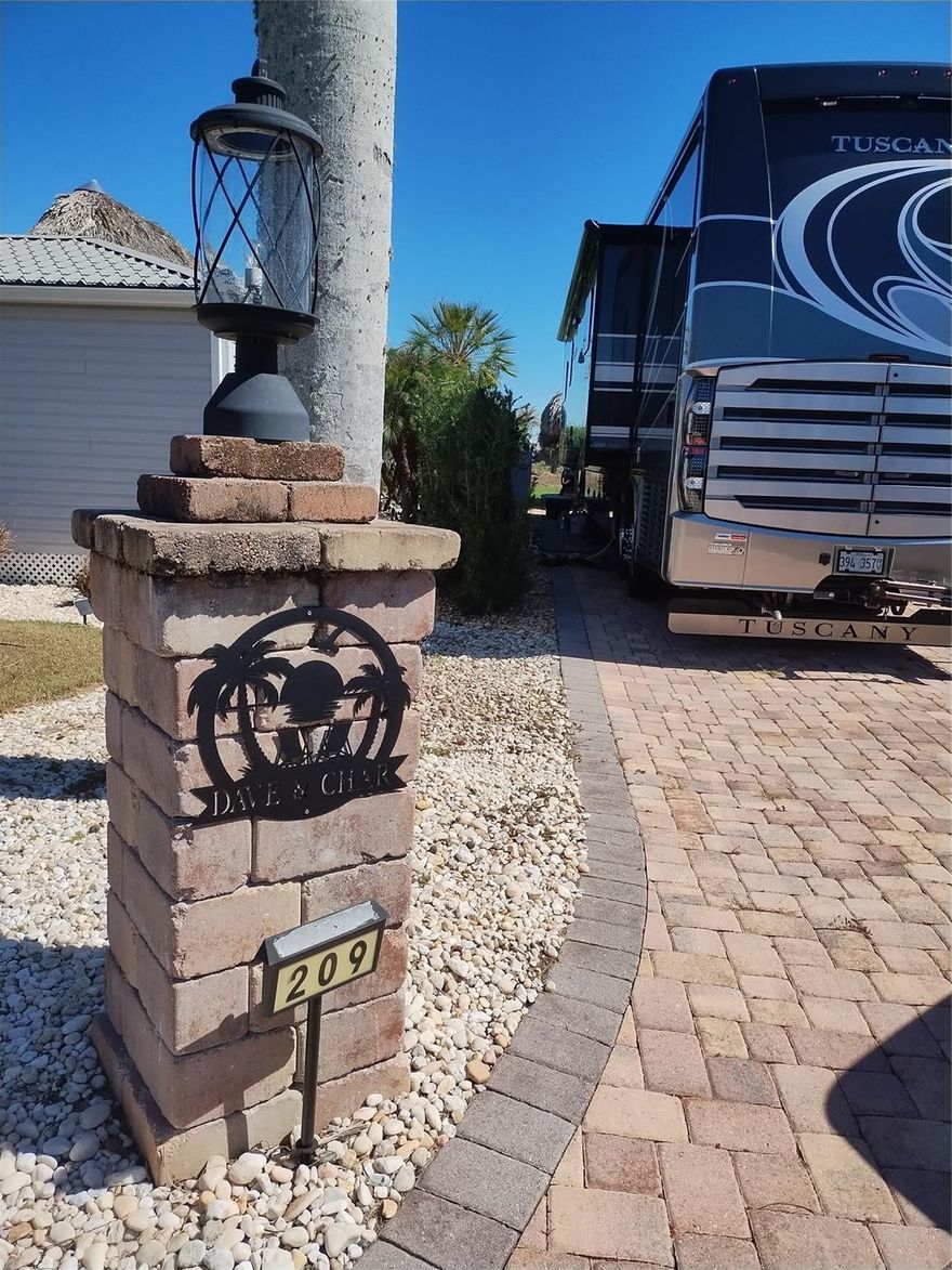 SILVER PALMS 5 STAR RV VILLAGE. LOT 209 Amazing opportunity. Best VFM in community.  Lot 209 nestled on the PRESERVE with an outstanding view of nature, wild & song birds, beautiful sun rise & sets. Authentic extra spacious 758sf Tiki, w additional golf cart lean to, re-thatched 2022. Full cover roll blinds, elect, ceiling fan, TV Mount area, table & 4 chairs included. Generous 12x16 Casita w new dbl French entry doors, fully equipped, incls washroom, kitchen, dishwasher, washer/dryer, ceramic backsplash.  Easy access for 45ft rig, lush landscape plus weather hardy mature shrubs.  HOA/COA Clubhouse, library, card room, billiards, gym, pool, pool bar. spa, dog park, Activity Calendar, special eventsApprox 2600 sf pavers, decorative brick faced retainer wall on preserve side.