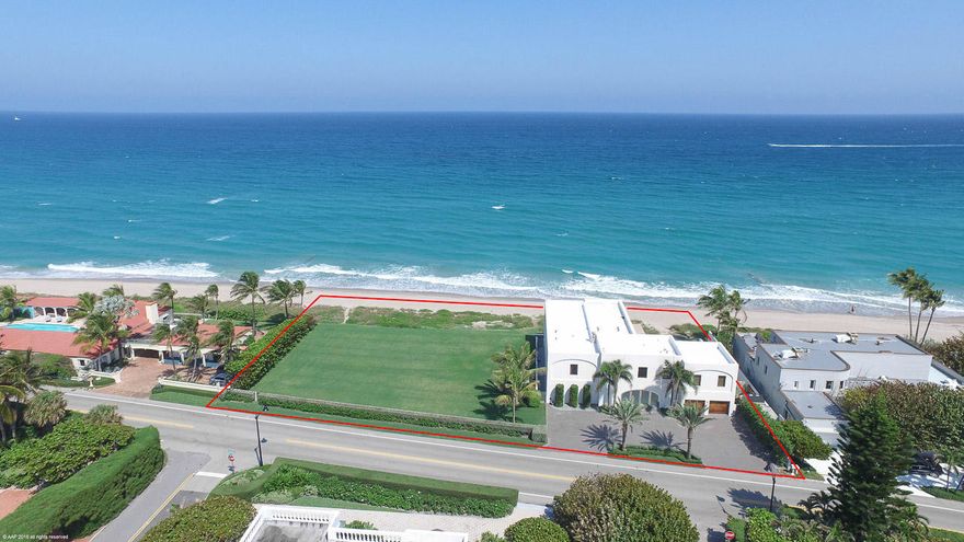 One of a kind Palm Beach Oceanfront Estate on nearly 1 acre. 227 feet on the ocean and the large lot is build-able for an addition or guest house. This 4 bedroom Contemporary was renovated by Marc Michaels Interiors with floor to ceiling windows, high gloss Wenge wood floors, and luxurious sleek finishes. Designed to entertain featuring a glass wall 2400 bottle wine cellar, gourmet chefs kitchen, wet bar, a media room and 2 fireplaces. The home has impact glass and an automated window washing system. Steps from Mar-a-Lago and Worth Avenue.