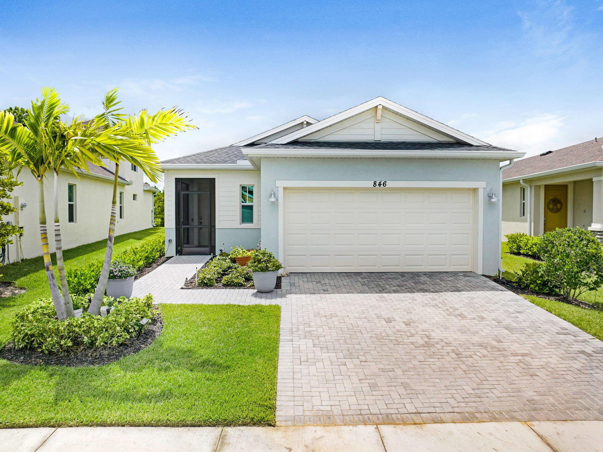 Immaculate 2023 Home in Resort-Style 55+ Gated Community - Cul-de-Sac Living with Sunset Views! Discover effortless Florida living in this stunning concrete block home, ideally located on a quiet cul-de-sac in a highly desirable gated 55+ active community. Featuring 2 spacious bedrooms, 2 full bathrooms, a half bath, and a versatile den or office space, this home is the perfect blend of elegance, comfort, and function. Step inside to an open-concept floor plan filled with natural light and upscale finishes throughout -- including impact windows, upgraded tile flooring, crown molding, and ceiling fans in every room. The kitchen boasts quartz countertops, modern cabinetry, and seamlessly flows into the living and dining areas, perfect for entertaining.