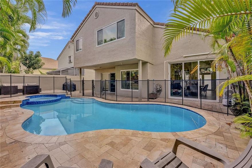 Stunning Upgraded Home with Pool. This fabulous home feautures 5 bedrooms, 2 and a half bathrooms with an office. All bathrooms  have been totally remodeled with a modern flair.  Additional playroom/bedroom off of garage. Brand new 2022 Hurricane impact windows, and doors. Large kitchen island with SS appliances. The large oversized kitchen includes 42" wood cabinets, granite, electric stove and oven, microwave, 2 dishwashers and 2 sinks, a true chef's delight.  Many high hats throughout the home. Wood and tiled floors throughout. New water heater and new washing machine. The stunning private yard features a beautiful pool with a new pool heater, large patio for entertaining. Truly a must see