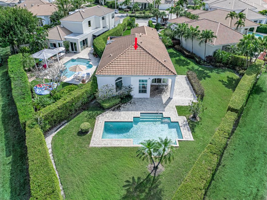 Unique Point lot location with one of the largest yards and longest driveways in the community. The kitchen and primary bath have been beautifully renovated. This is a very special home with an added darkroom for photography enthusiasts. This beautifully customized sun drenched wide open floor plan overlooks the inviting inground pool and expansive and very private yard. Ideally situated near Wellington International horse show grounds, Global dressage , the National Polo center and future world class golf as well. This property will make it effortless for everyone in the household to enjoy their warm and sunny Florida season. Exciting news for golf enthusiasts as the property overlooks the highly anticipated new golf course. World renowned architect David Mclay Kidd of Bandon Dunes fame has been selected to design the new course.