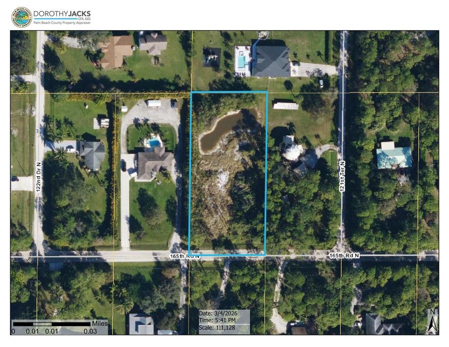 1.25 Acres in Jupiter Farms. Lot has been previously cleared. Small pond on lot. Lot has
been through DEP remediation. Ready to be built on.