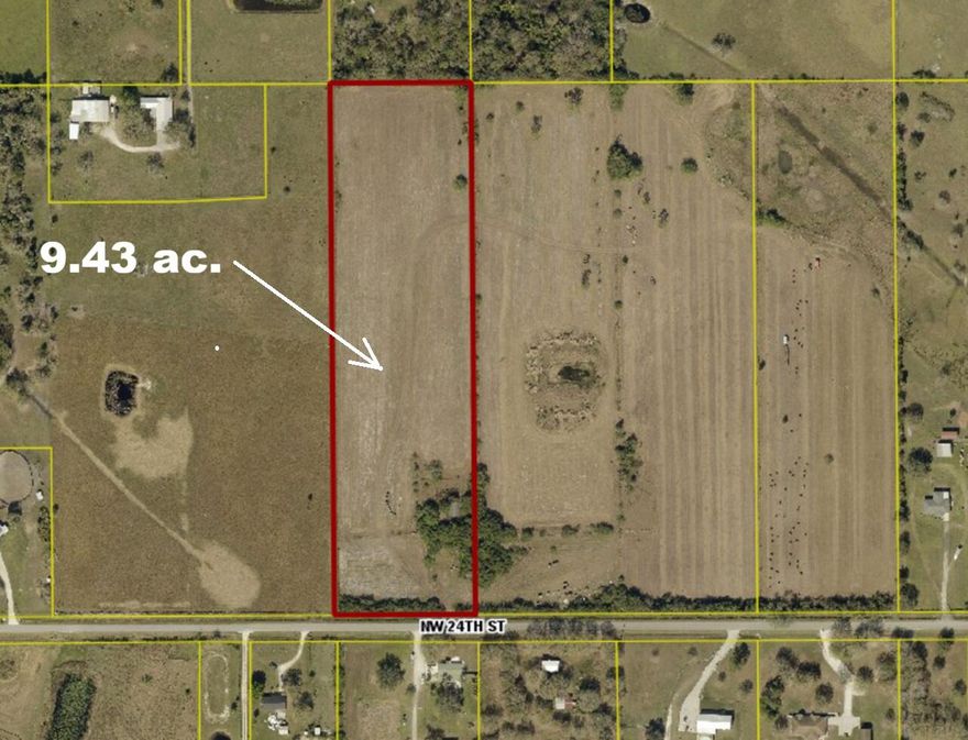 9.43 acres of high & dry land, ready to build on or farm. This property has flexibility for a homesite and the ability to produce livestock or nursery crops. Existing electric/septic. Fenced with culvert and gate. Land is currently used for hay production.